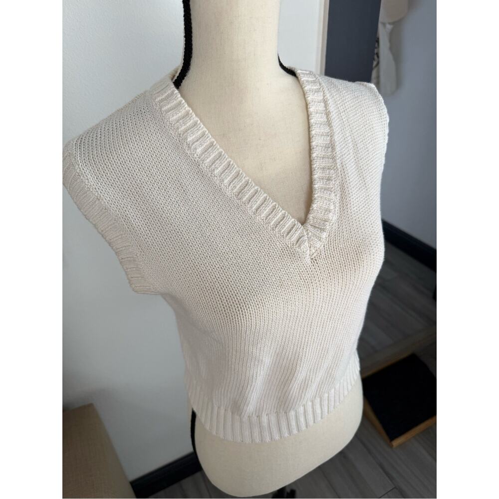 Zara White Cropped Knit Sweater Vest Size S - Picture 2 of 8